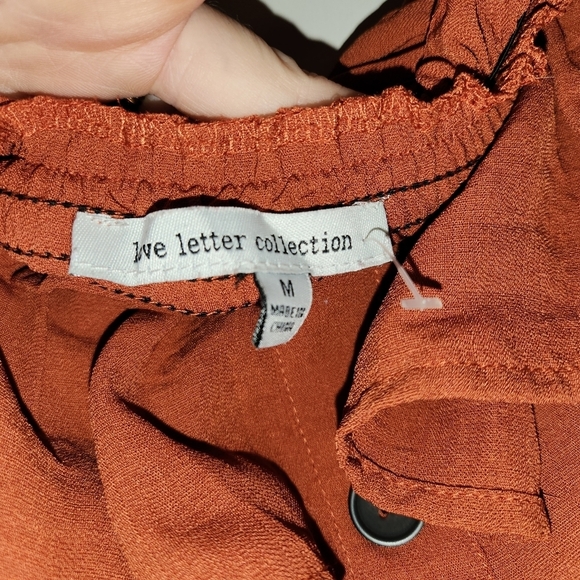 LOVE LETTER COLLECTION boho cropped off shoulder top Cottagecore Burnt Orange - Picture 6 of 8